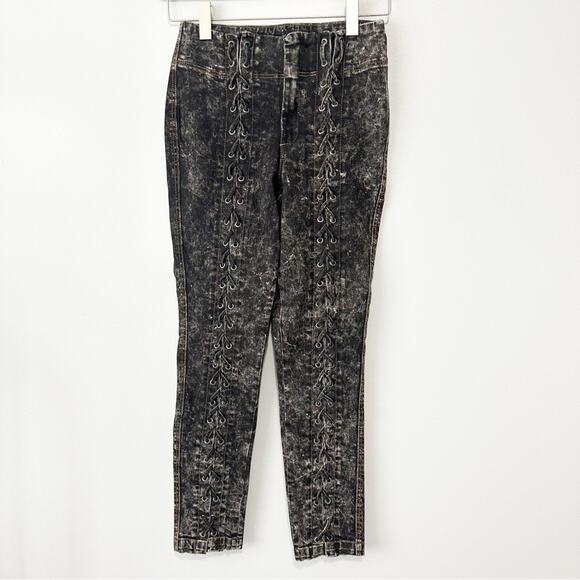 Venus Y2K black acid wash lace up jeans stretch size 4 - Picture 1 of 9